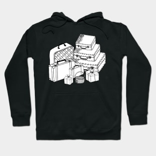 Black sketch of suitcases and bags.on white background Hoodie